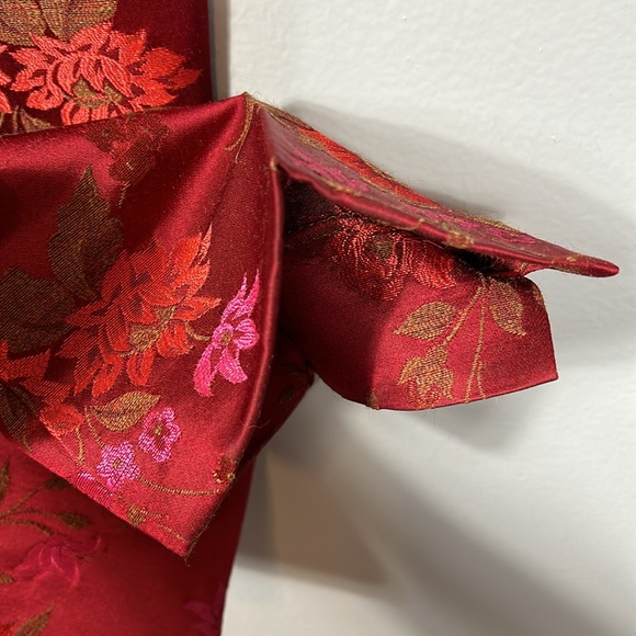 MARINA RINALDI Floral Metallic Jacquard wool acetate Pants in Burgundy waist 30 - Picture 10 of 16